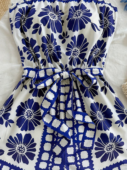 Kort jumpsuit för kvinnor i bohemisk stil att dra på för sommar och semester