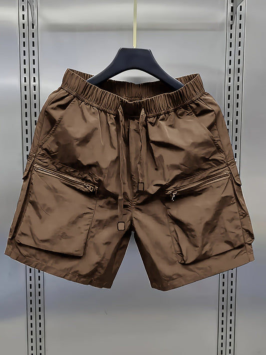 Short cargo décontracté pour homme avec poches zippées style urbain