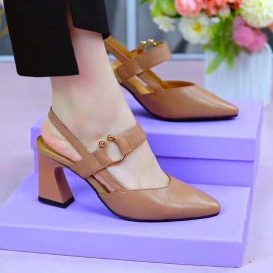 Sandra – Sandales à Talons Épaisse Fermées à L'arrière en Cuir Végan