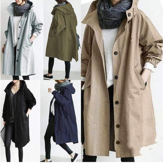 Amanda – Veste coupe-vent décontractée mi-longue à manches longues