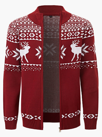 Cardigan homme style nordique à motif renne pour l'hiver, casual et festif