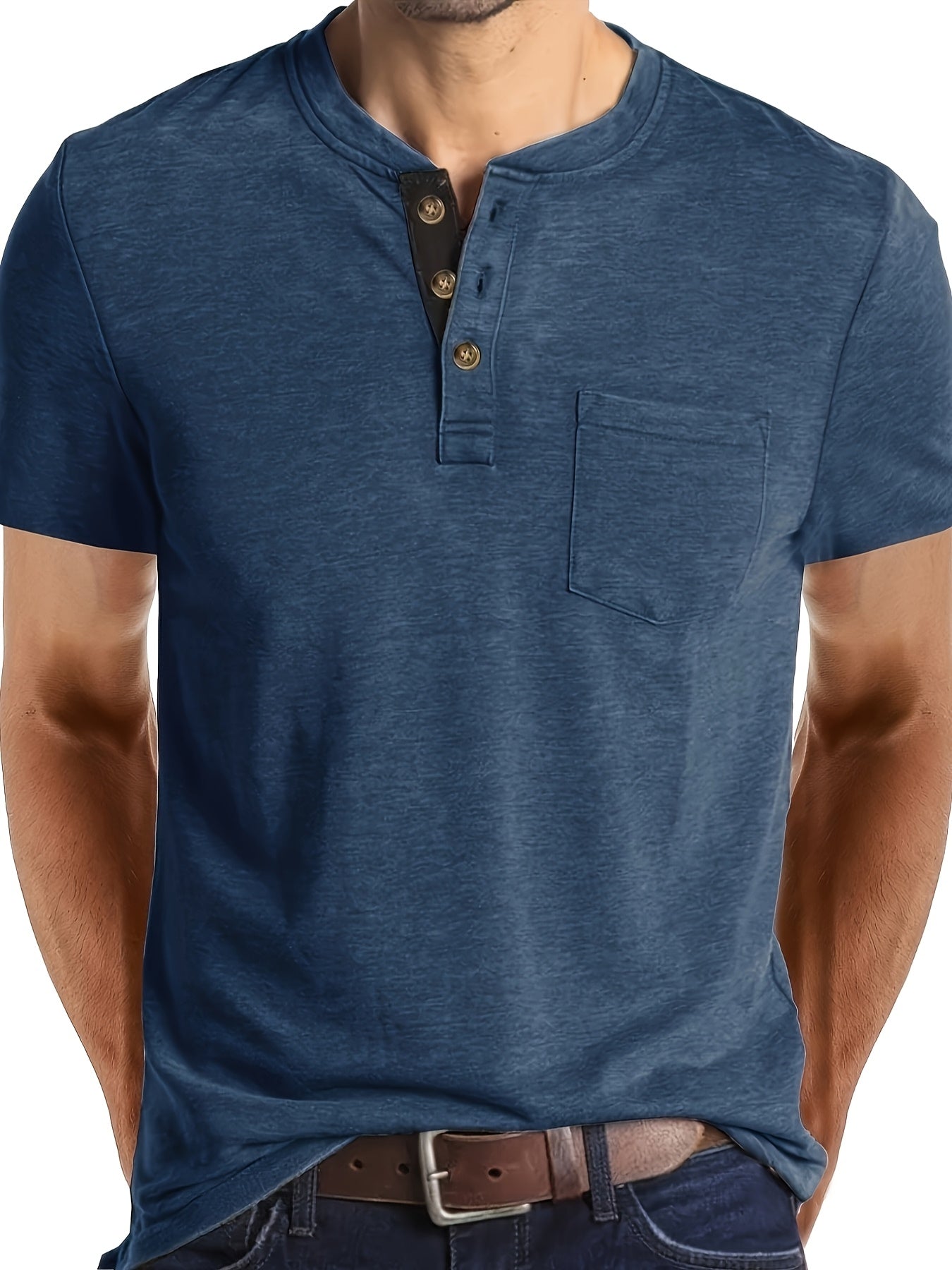 T-shirt à col tunisien décontracté pour homme – Style moderne pour usage quotidien