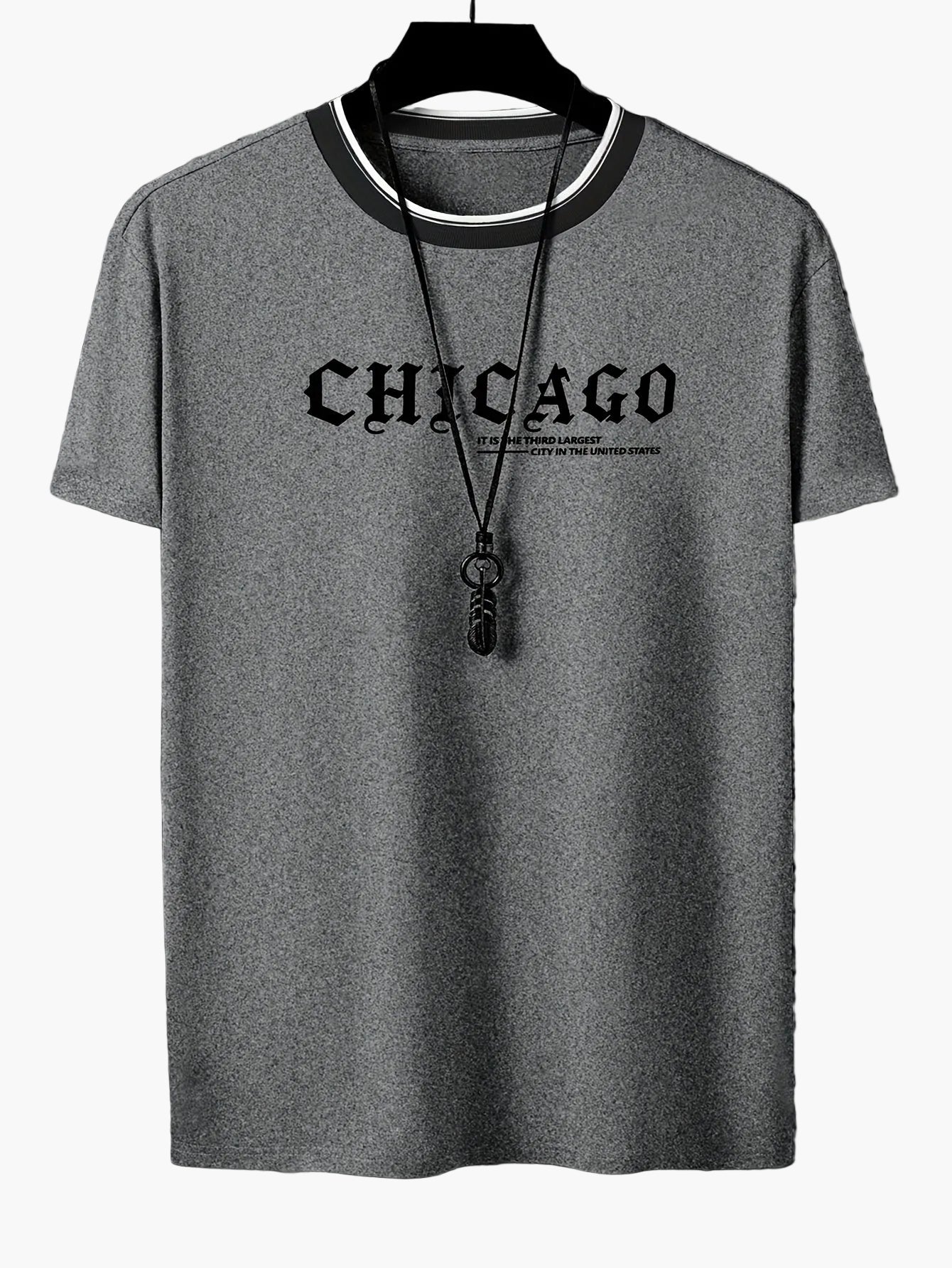 T-shirt homme style urbain imprimé CHICAGO tendance décontractée