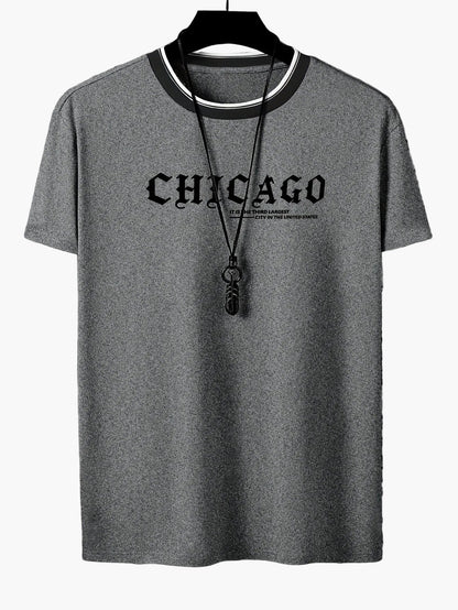 T-shirt homme style urbain imprimé CHICAGO tendance décontractée