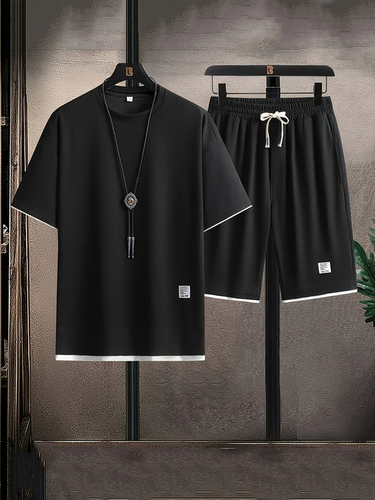 Completo casual uomo stile sportswear collo tondo estate