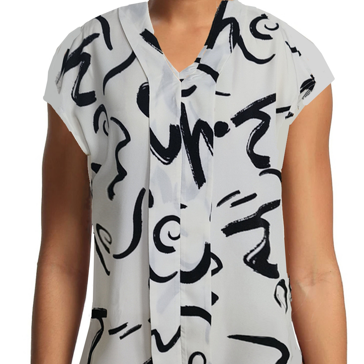 Blusa femenina elegante con estampado gráfico estilo moderno para oficina y salidas