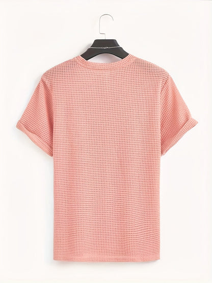 T-shirt décontracté à manches courtes pour homme style moderne avec texture ajourée