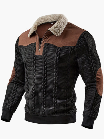 Pull à col sherpa zippé pour homme style casual urbain