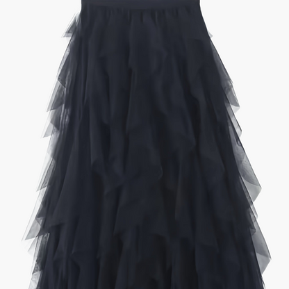Jupe longue à volants style bohème pour femme, élégante et tendance, idéale pour occasions spéciales et looks romantiques
