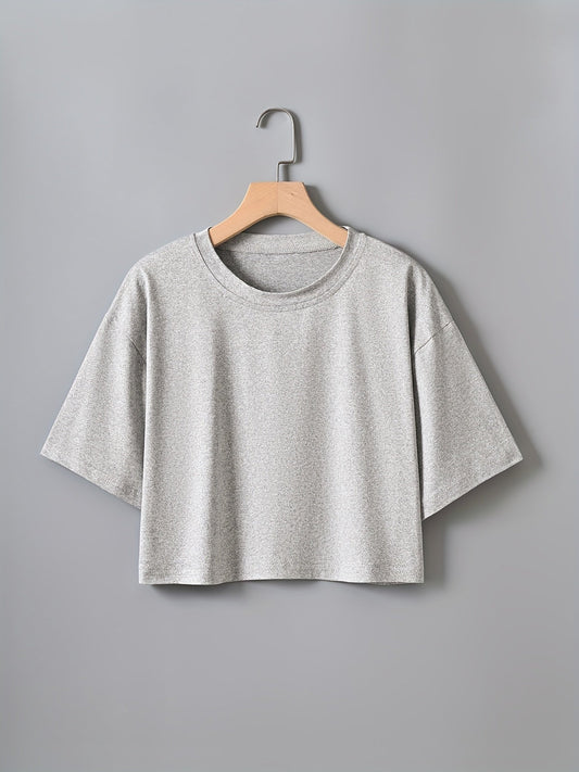 T-shirt court décontracté pour femme à manches courtes style urbain