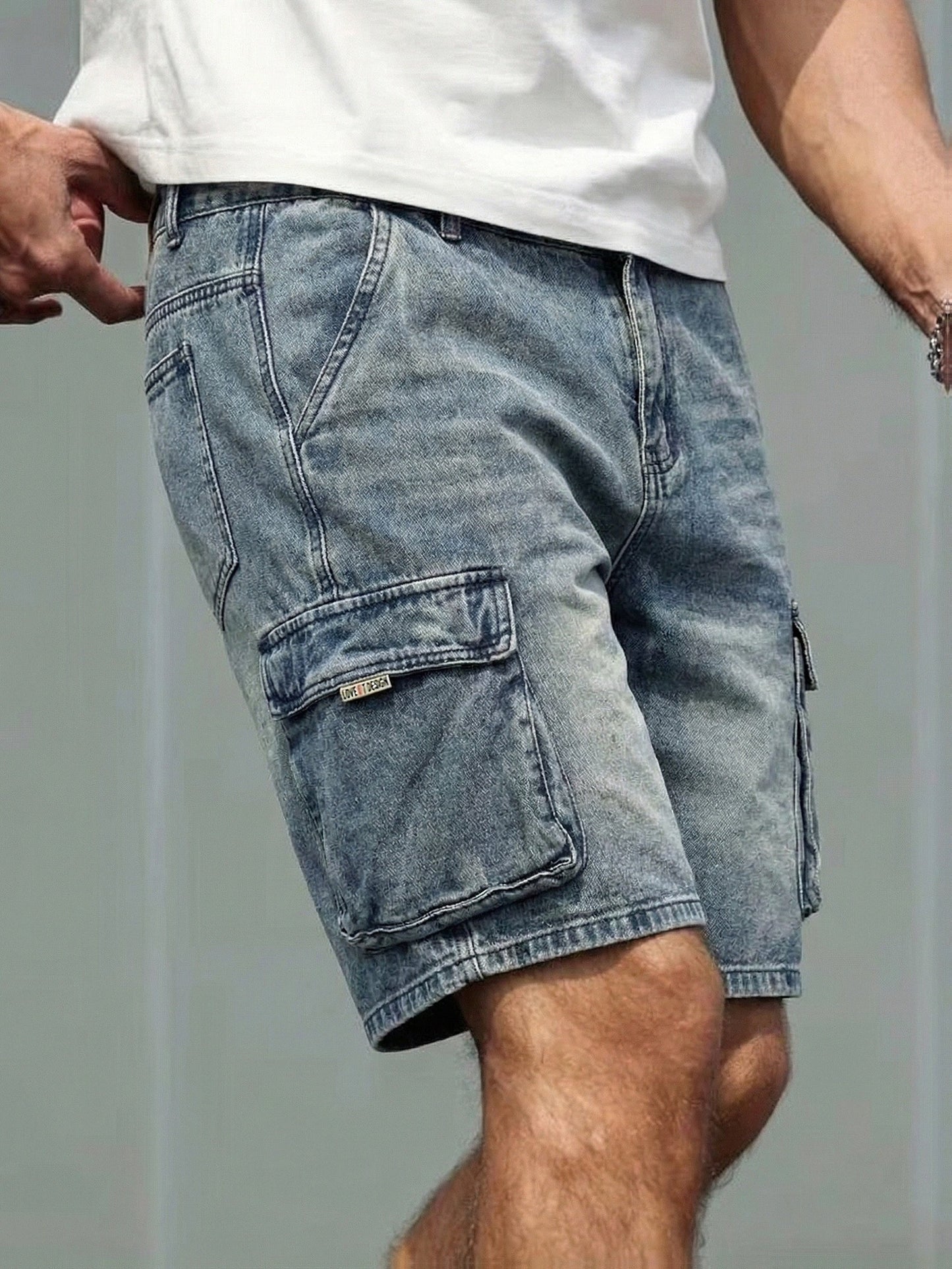 Short cargo décontracté pour homme style basique avec poches latérales