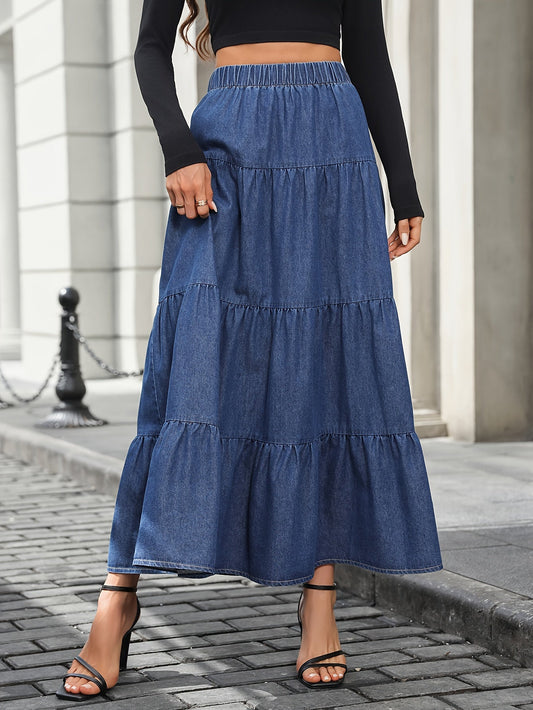 Falda larga mujer elegante estilo bohemio para primavera verano