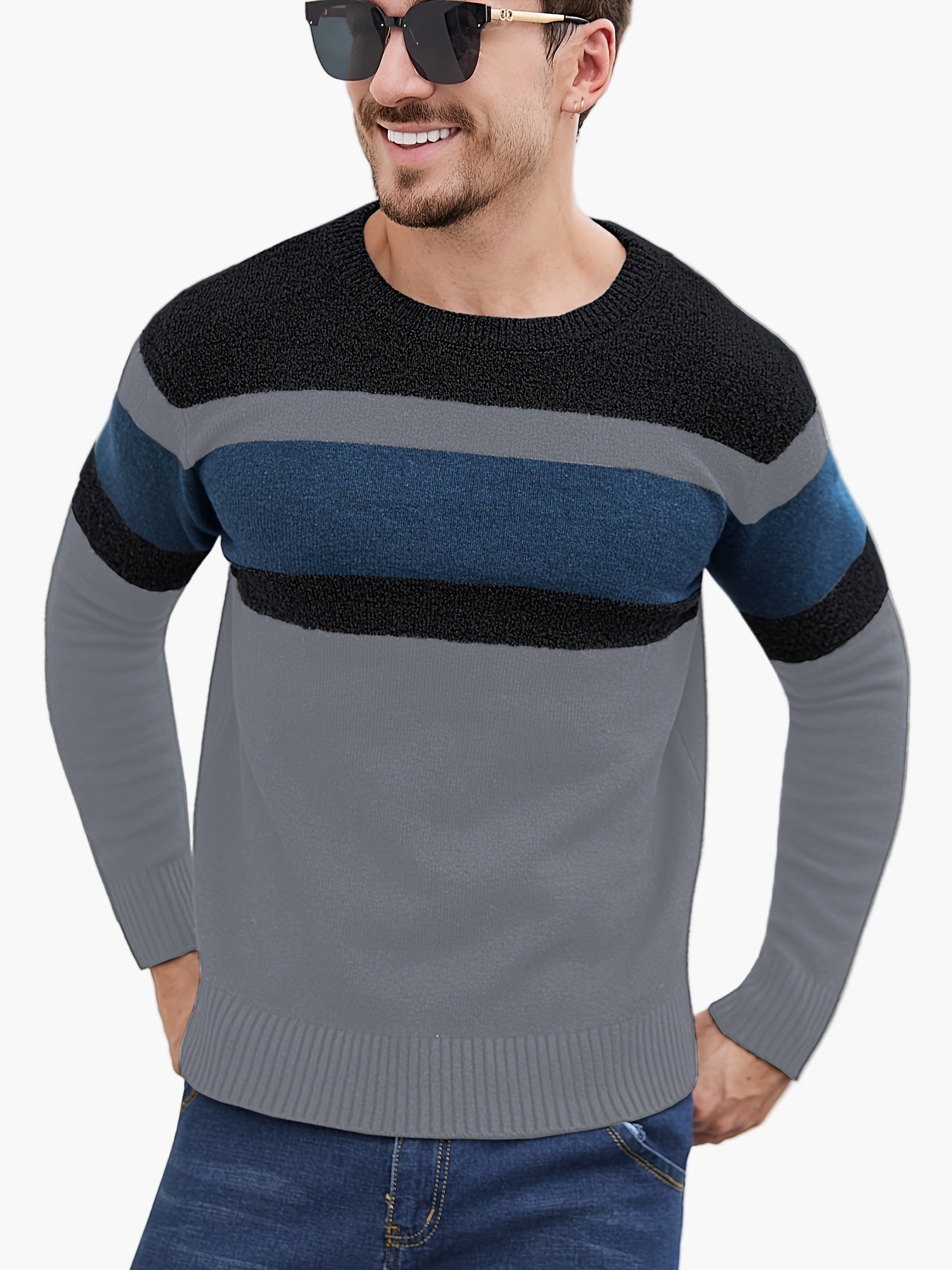 Pull à Rayures Style Décontracté pour Homme - Idéal Automne Hiver