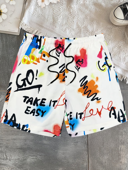 Short casual estampado graffiti para hombre estilo streetwear de moda