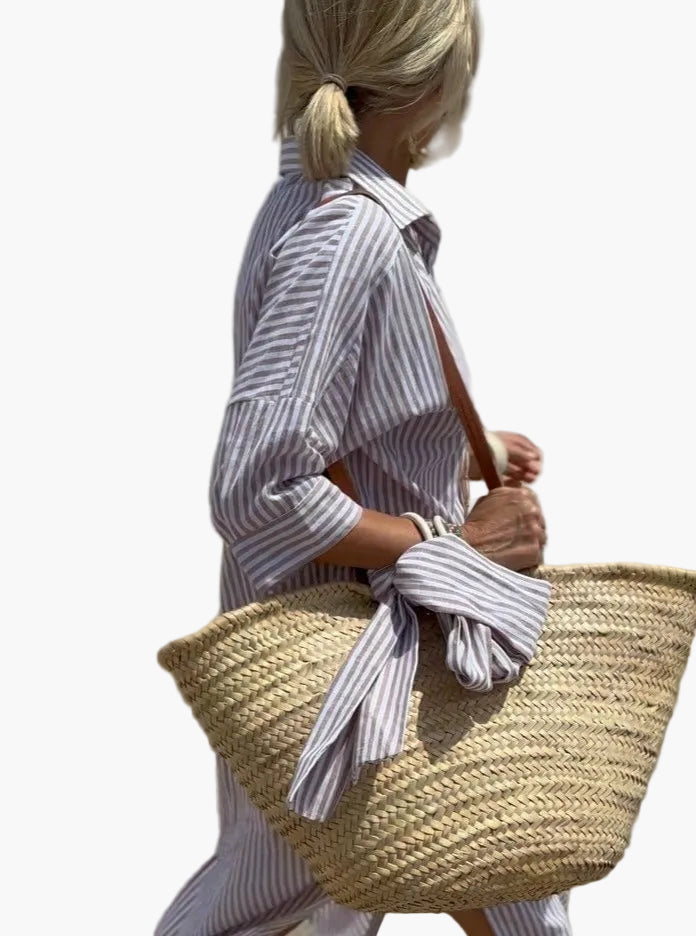 Elegant Striped Shirt Dress for Women Casual Stylish for Outings and Holidays