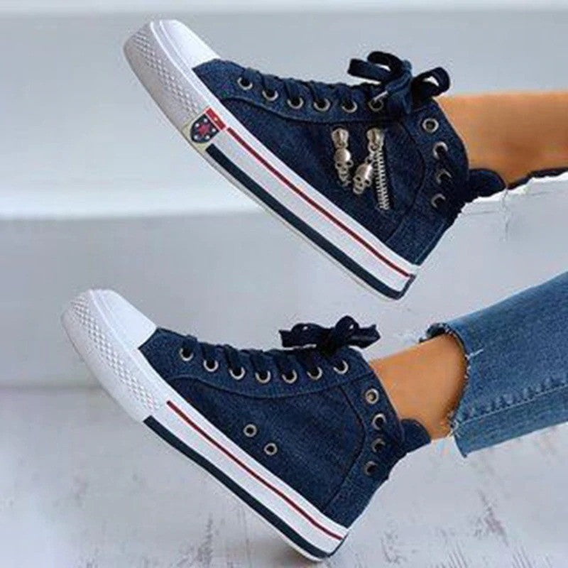Carol – Chaussures Hautes Respirantes à Lacets Plates Grande Taille