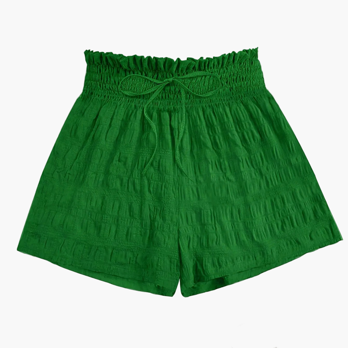 Short ample taille haute à smocks pour femme, style décontracté été