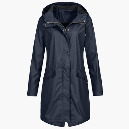 Imperméable coupe-vent long femme style urbain élégant pour la pluie