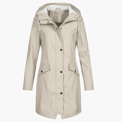 Imperméable coupe-vent long femme style urbain élégant pour la pluie