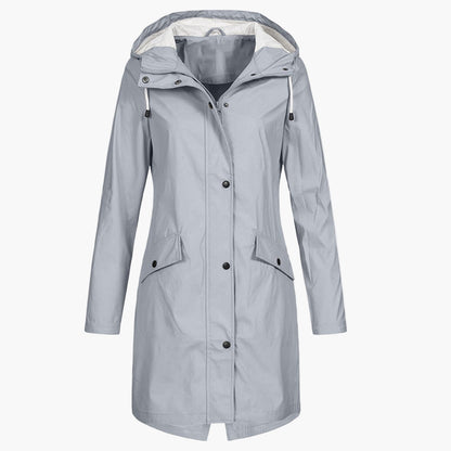 Imperméable coupe-vent long femme style urbain élégant pour la pluie