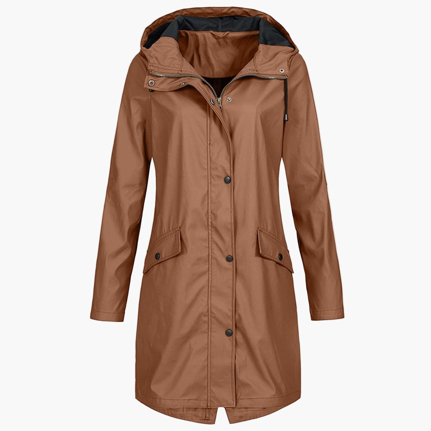 Imperméable coupe-vent long femme style urbain élégant pour la pluie