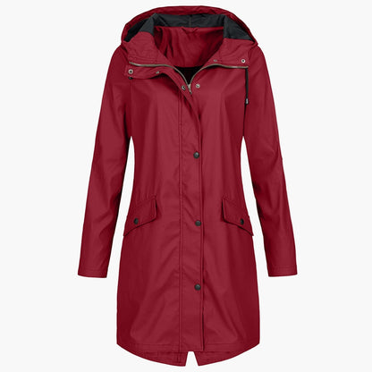 Imperméable coupe-vent long femme style urbain élégant pour la pluie