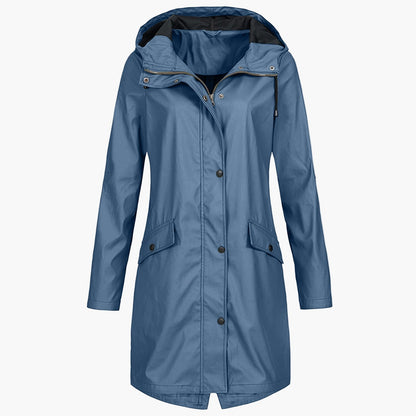 Imperméable coupe-vent long femme style urbain élégant pour la pluie