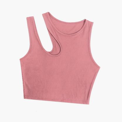 Women's trendy asymmetrical style tank top for summer - cropped fit, sexy and modern look