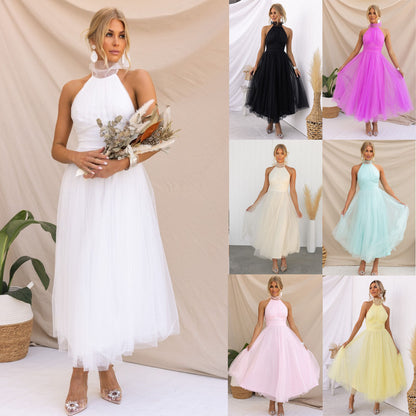 Kathleen – Robe Décontractée à Col Montant en Tulle