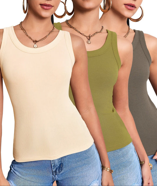 Débardeur basique sans manches pour femme, lot de 3, style casual, parfait pour l'été