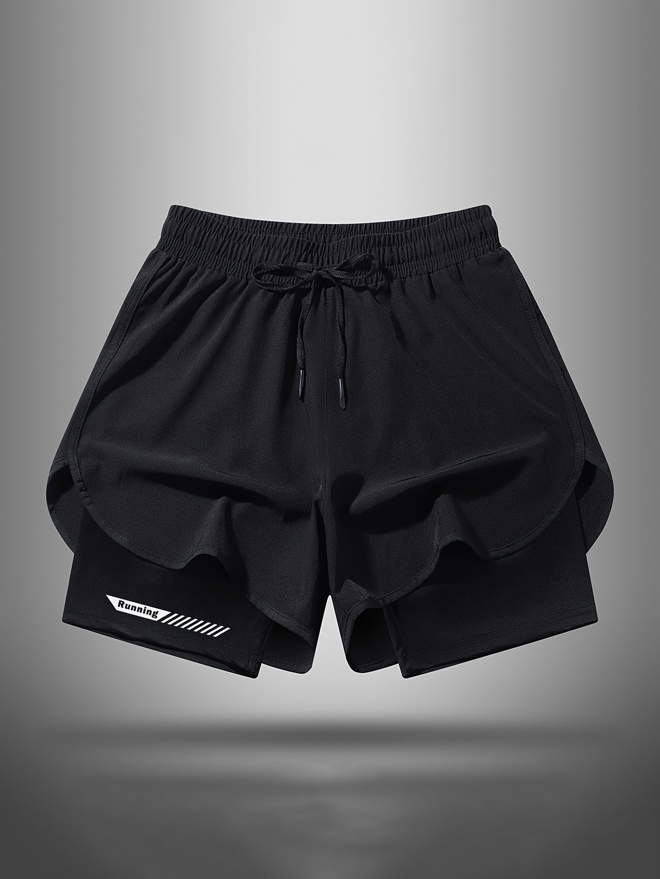 Short de sport homme 2-en-1 style running avec sous-short intégré