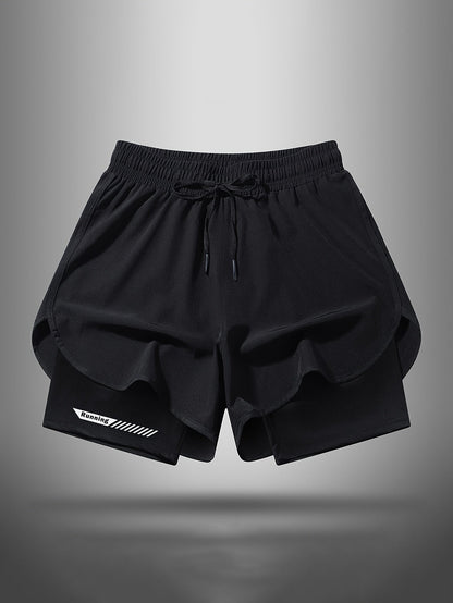 Short de sport homme 2-en-1 style running avec sous-short intégré