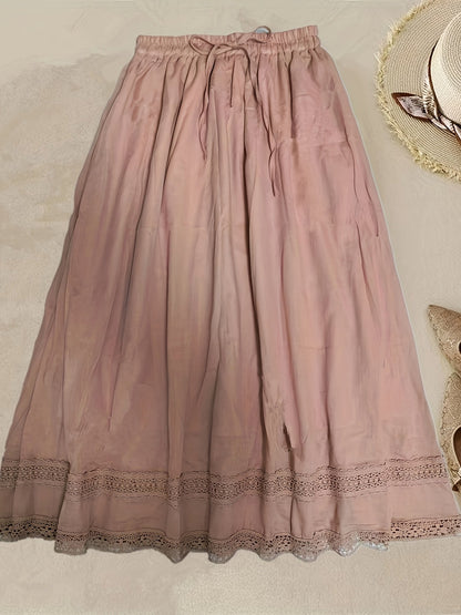 Jupe longue femme style bohème avec dentelle, élégante et fluide pour l'été
