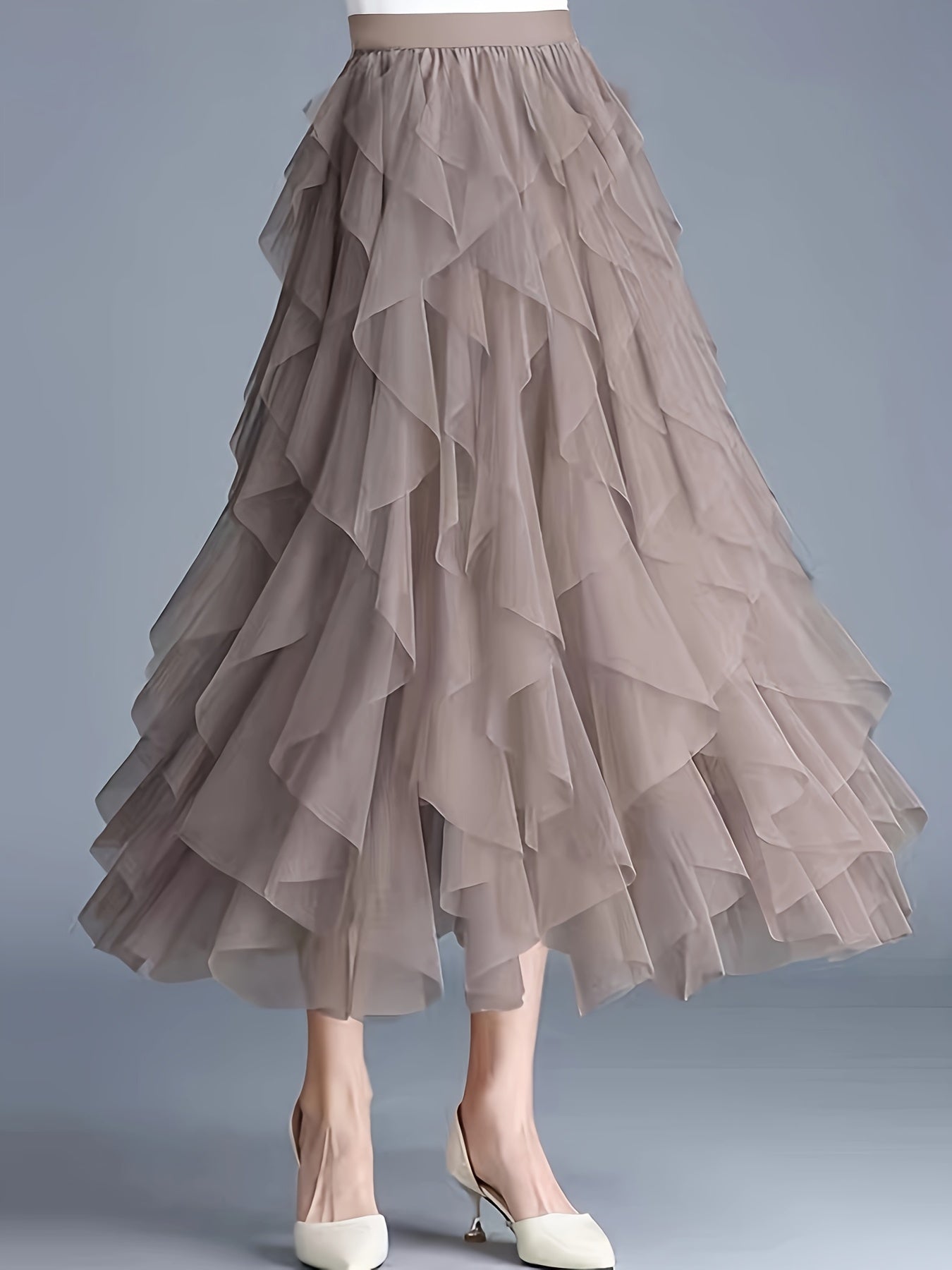Jupe longue à volants style bohème pour femme, élégante et tendance, idéale pour occasions spéciales et looks romantiques
