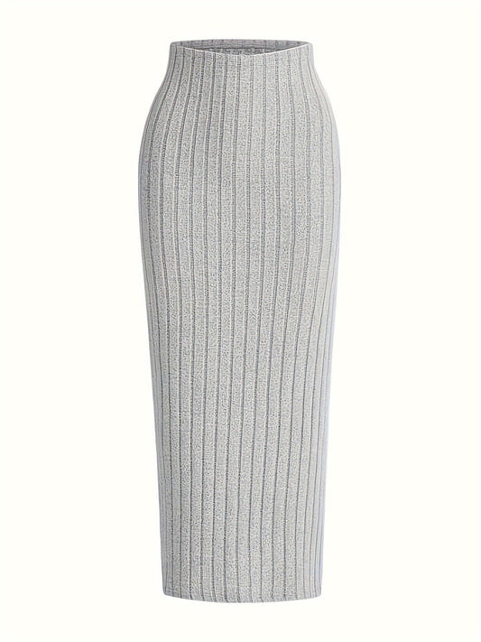 Jupe longue côtelée taille haute pour femme, style casual chic, idéale pour le printemps