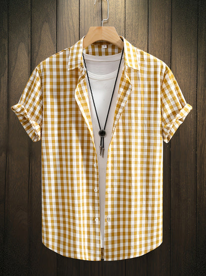 Casual Plaid Shirt for Men Versatile Urban Style