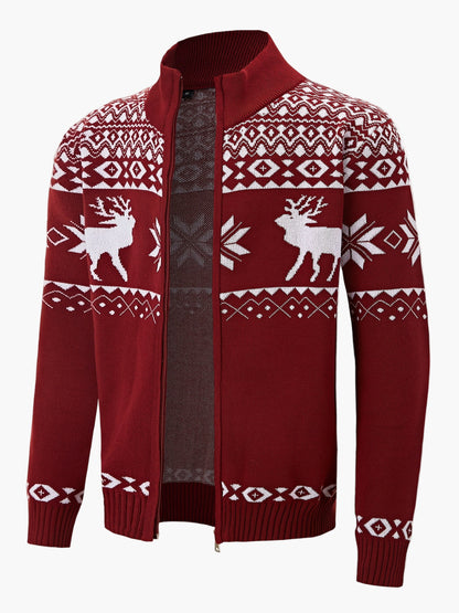 Cardigan homme style nordique à motif renne pour l'hiver, casual et festif
