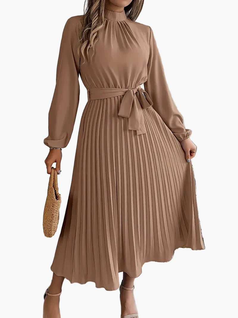 Vestido midi elegante con pliegues para mujer – Estilo refinado y versátil para ocasiones especiales
