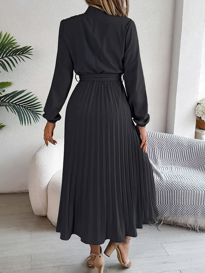 Vestido midi elegante con pliegues para mujer – Estilo refinado y versátil para ocasiones especiales