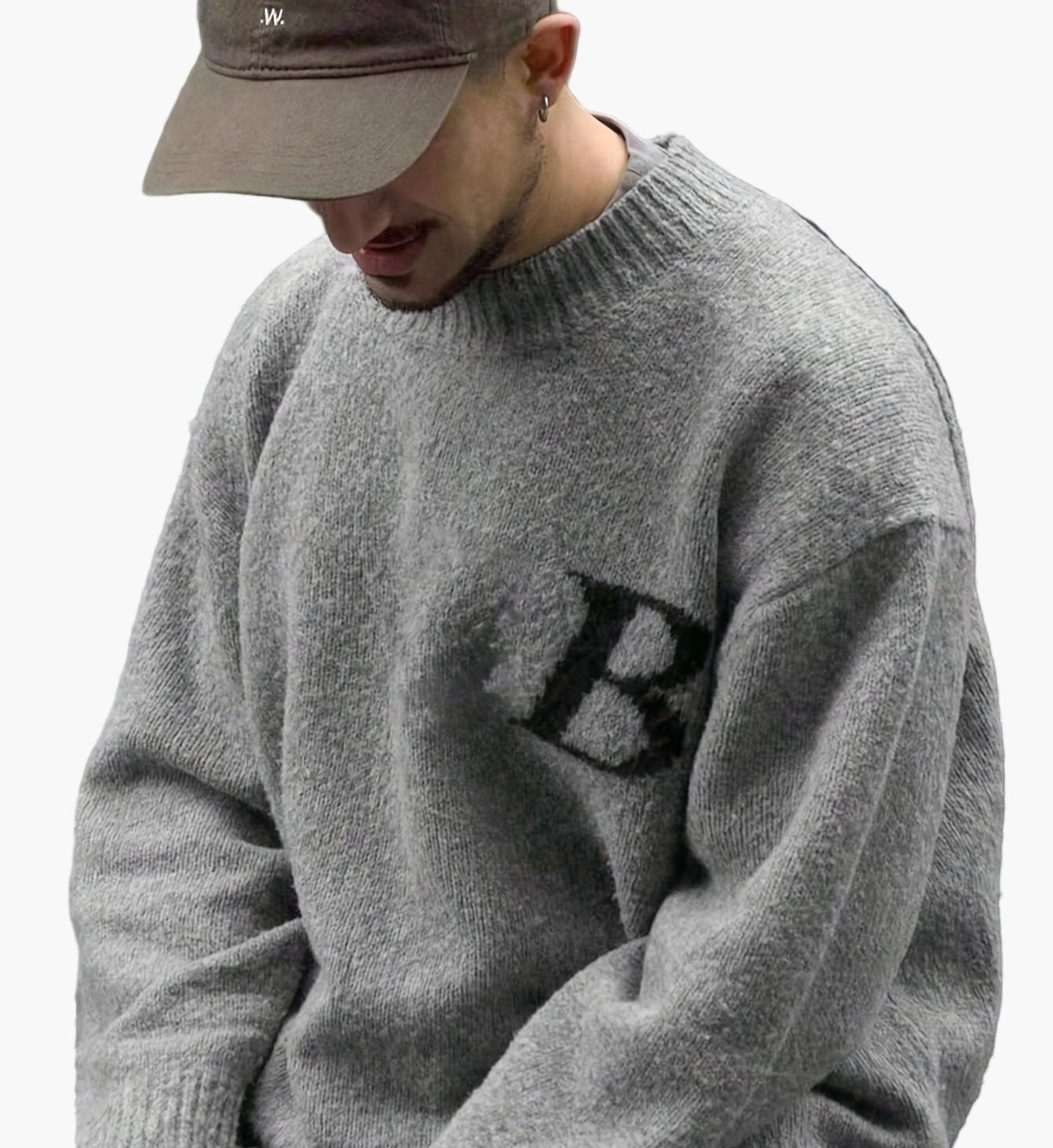 Pull streetwear décontracté pour homme avec lettre B, style tendance automne-hiver