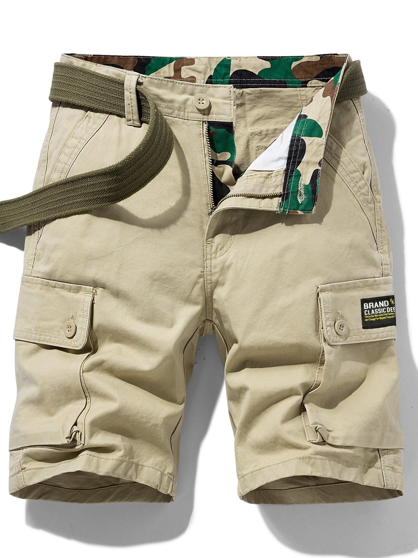Casual short cargo shorts for men with multiple pockets and belt – Ideal for summer and outdoor activities