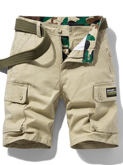 Casual short cargo shorts for men with multiple pockets and belt – Ideal for summer and outdoor activities