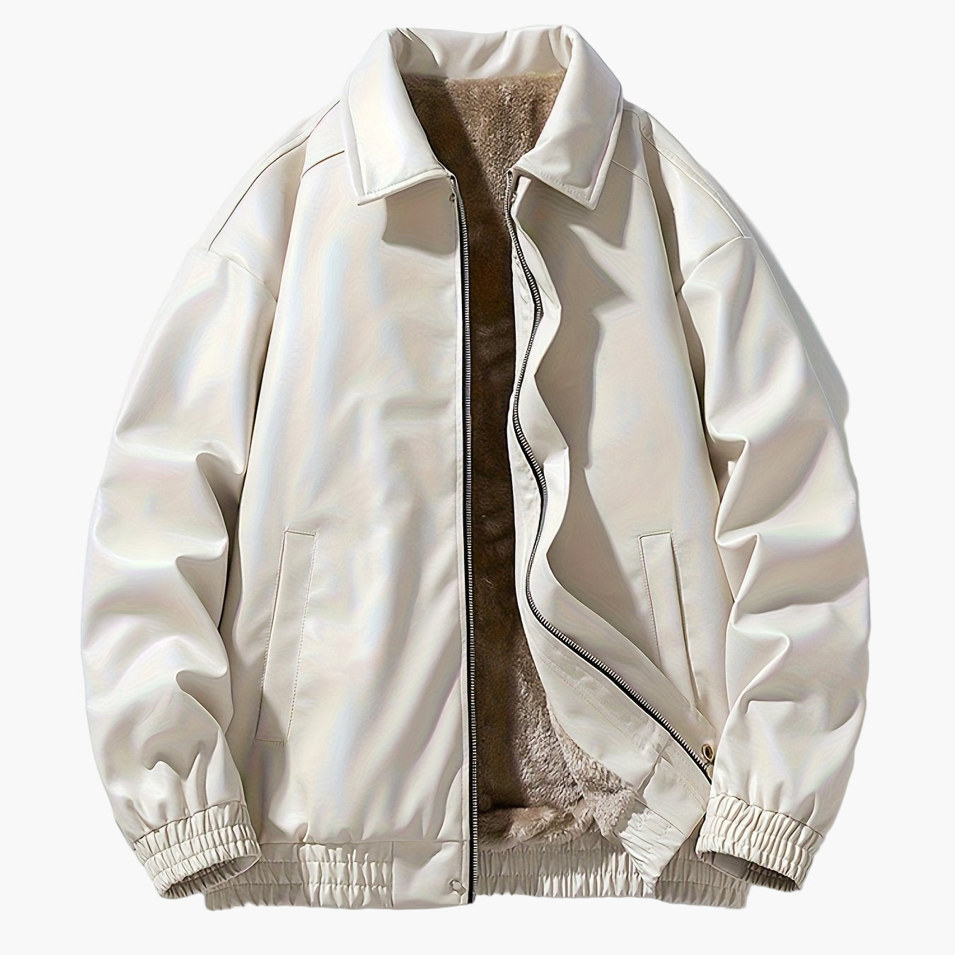 Blouson style bomber décontracté pour homme, coupe ample, fermeture zippée, col à revers