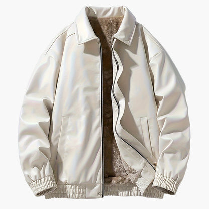 Blouson style bomber décontracté pour homme, coupe ample, fermeture zippée, col à revers