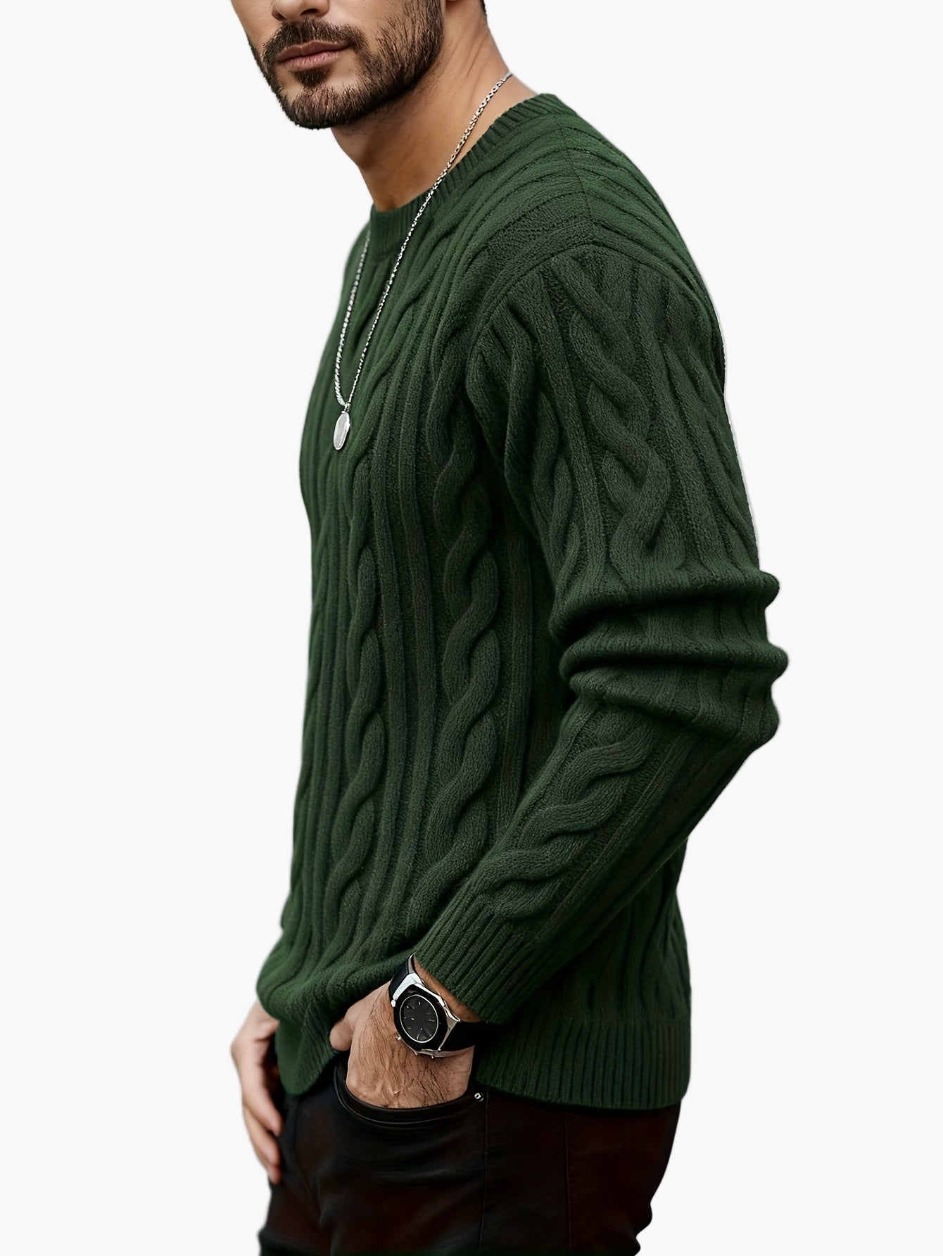 Pull à torsades style décontracté pour homme - idéal automne/hiver