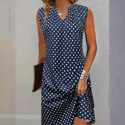 Megan – Robe avec Col en V à Pois Imprimés