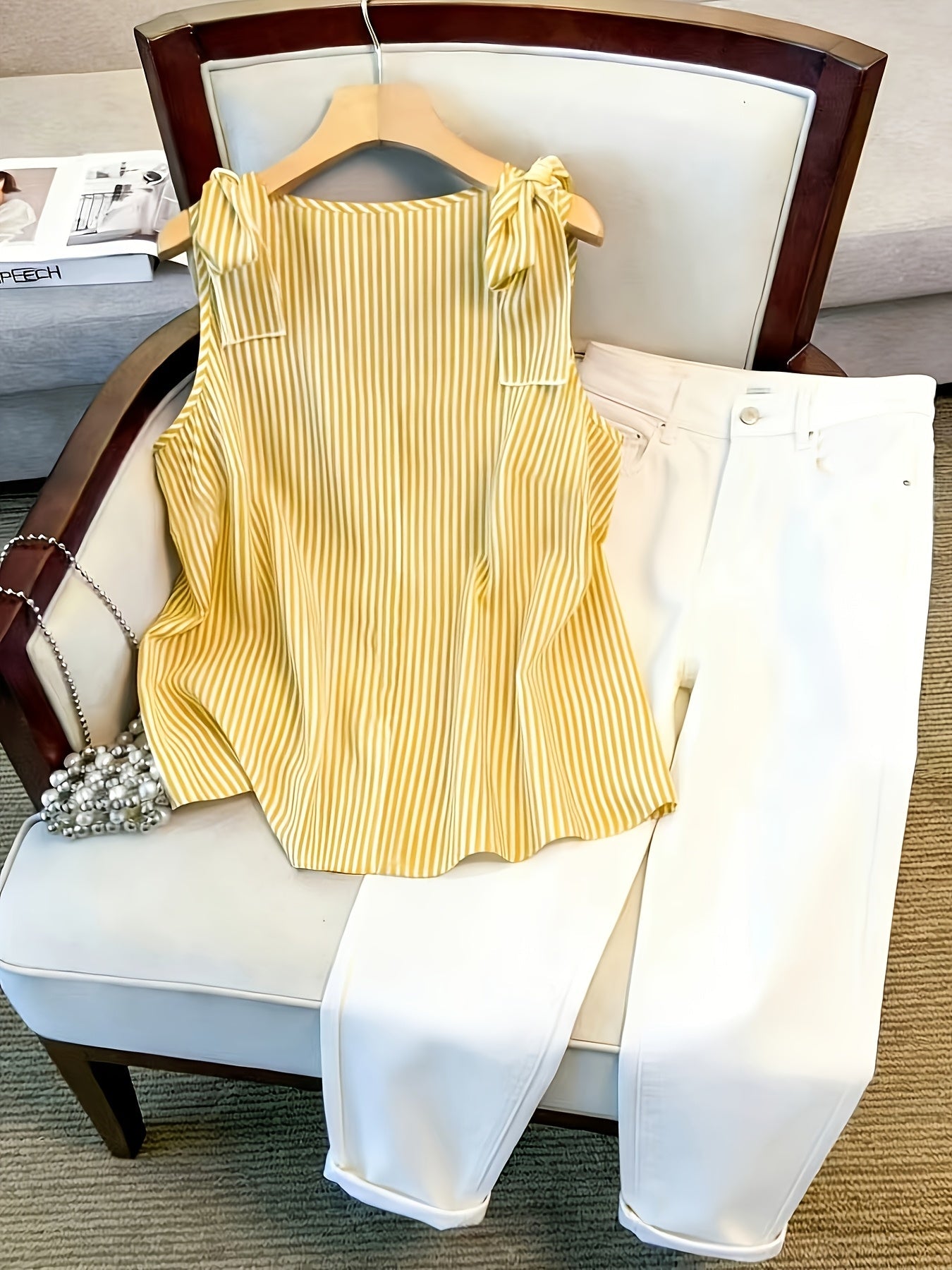 Débardeur femme grande taille à rayures style élégant pour le quotidien et bureau