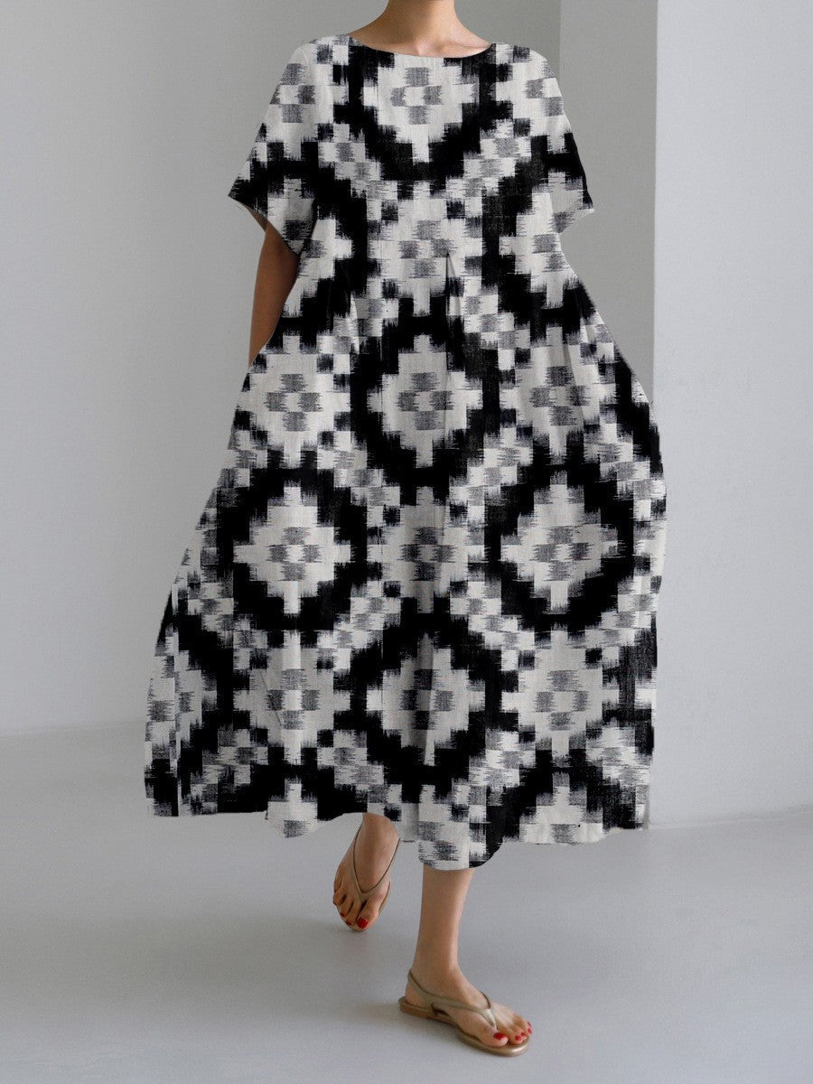 Robe longue décontractée femme style artistique bohème à motif floral – idéale été, vacances, ville