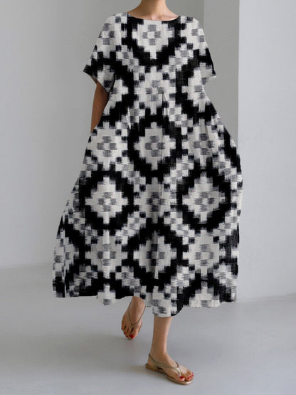 Robe longue décontractée femme style artistique bohème à motif floral – idéale été, vacances, ville