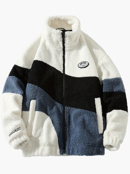 Veste polaire homme style universitaire à col montant et fermeture zippée pour look décontracté